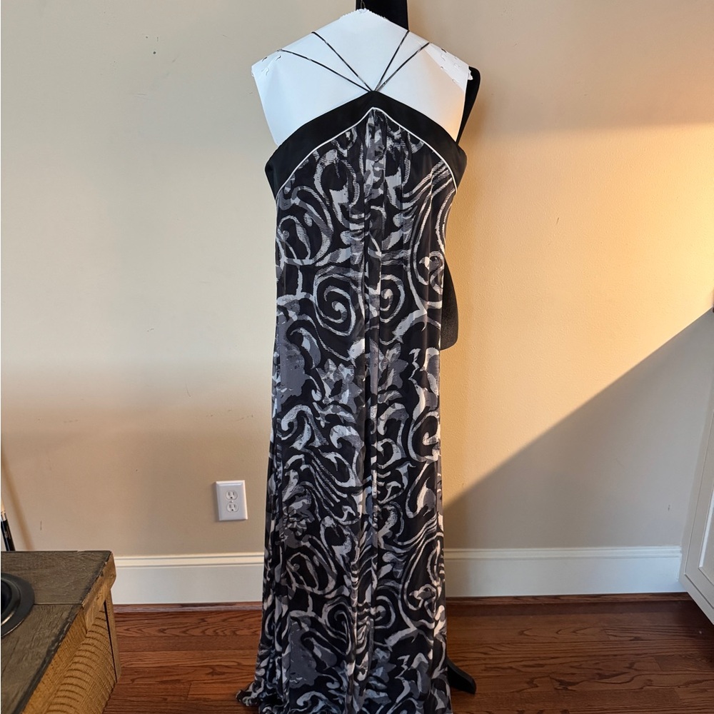 Theia Black and White Halter Gown for Weddings
